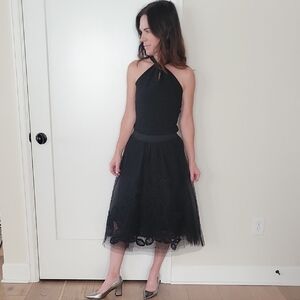 Maeve Black Tulle Midi Skirt